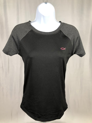 Ladies Black and Grey Workout Shirt