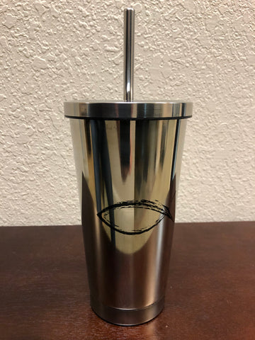 Double Walled Stainless Steel Cup with Straw