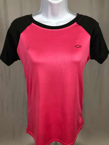 Ladies Pink and Black Workout Shirt